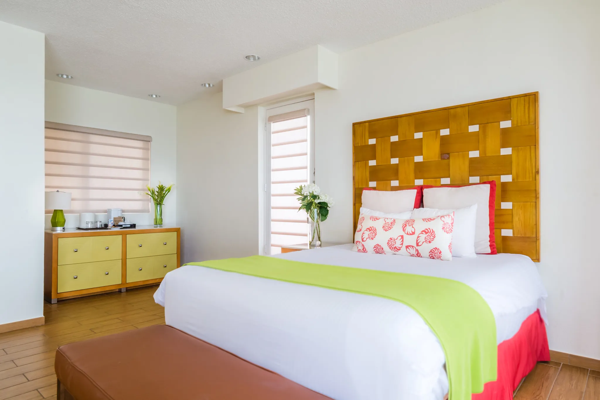 Presidential Suite oceanfront bedroom with king bed and terrace access at Sunscape Curaçao Resort.